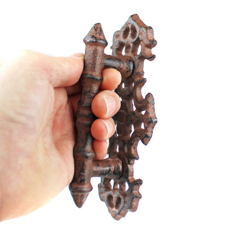 Ornate Victorian Door Handle Pull Rustic Cast Iron Fancy Antique Style 6 1/2 in gallery