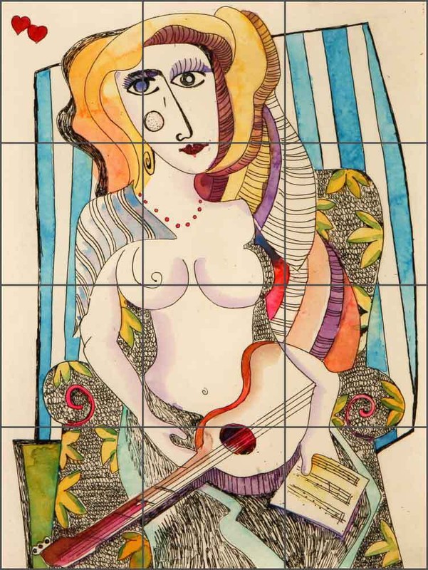 Tile Mural Backsplash Ceramic Cullar Woman Figurative Pop Art Life WC122