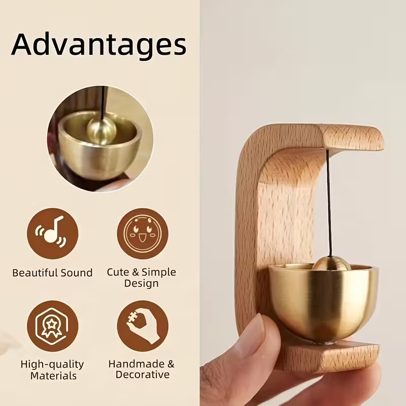 Magnetic Wind Chime DoorBell Doorway Setting Wooden-Copper for Coffee Shop/Home gallery