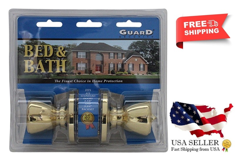 Bed & Bath Privacy Lock Set – Keyless Turn Lock, Gold Finish Fits Standard Doors