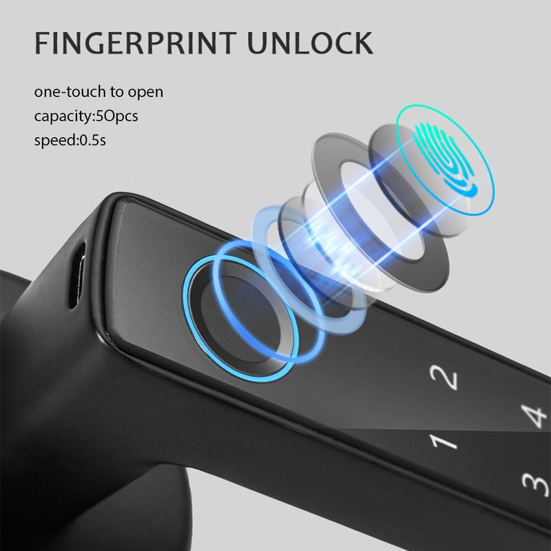 Wafu Lock Keyless Entry Door Lock Handle Password Door Lock App F8I6 gallery
