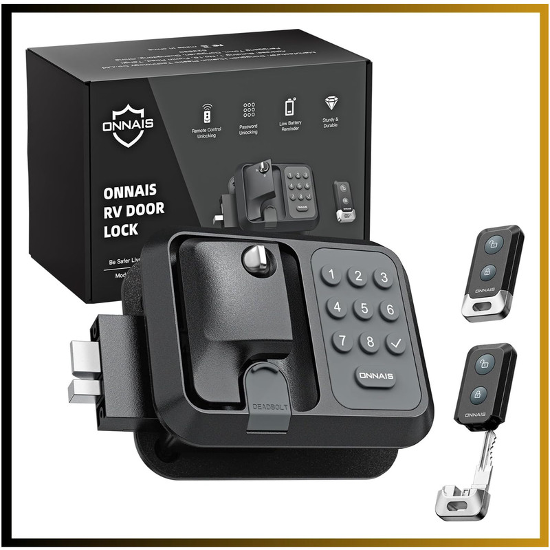 ONNAIS Full Metal RV Keyless Entry Door Lock with Password & Remote, Fits Mos