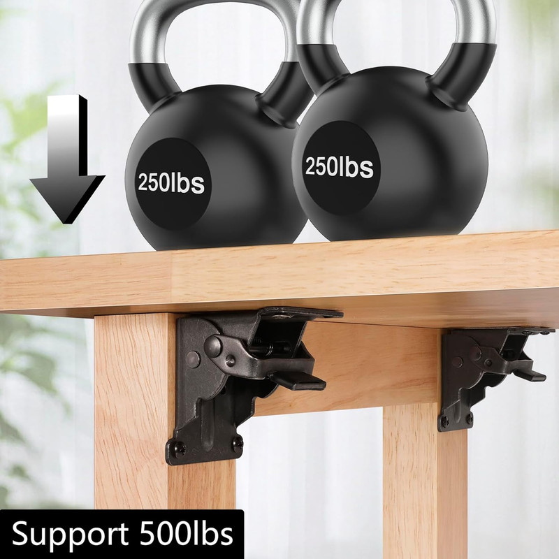4 Pack Folding Brackets, Self-Lock Hinge with Screws for Folding Table Legs, Loc gallery