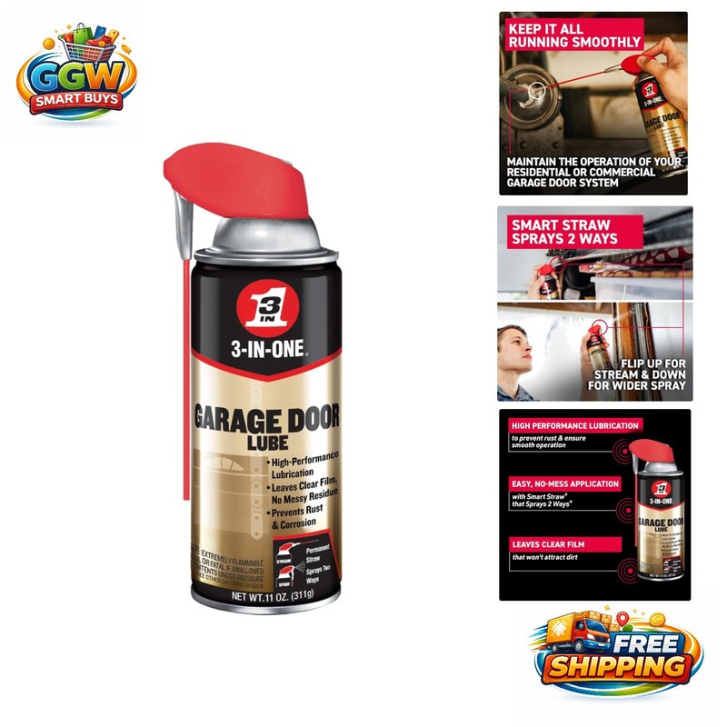 Multi-Functional Garage Door Lubricant 11oz – Non-Sticky, Fast-Drying Spray