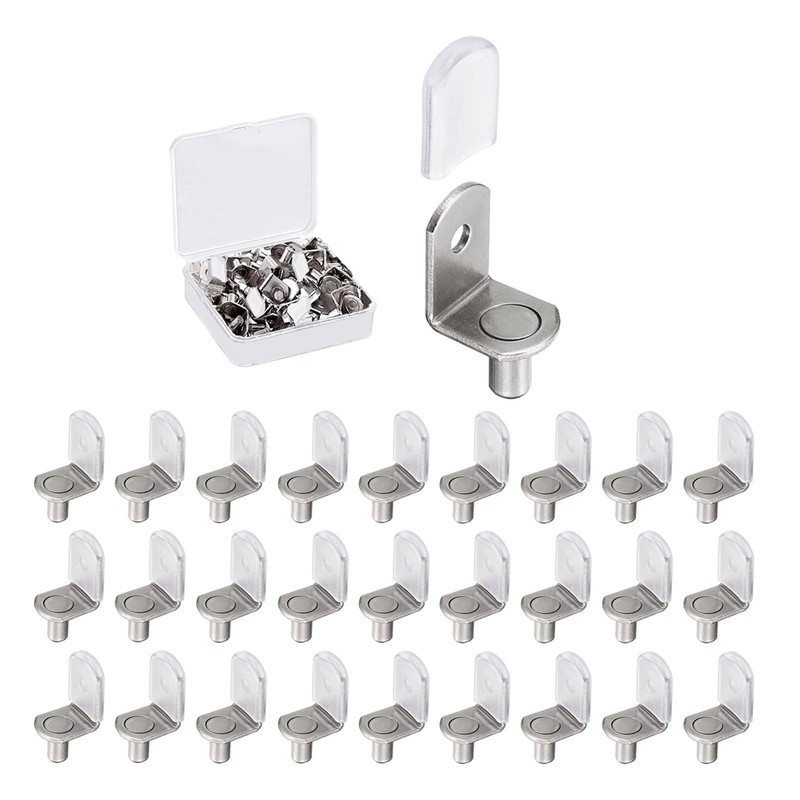 50 Pcs Shelf Support Pegs, 1/4 Inch (6.35mm) Metal Shelf Pins for Wood Shelve…