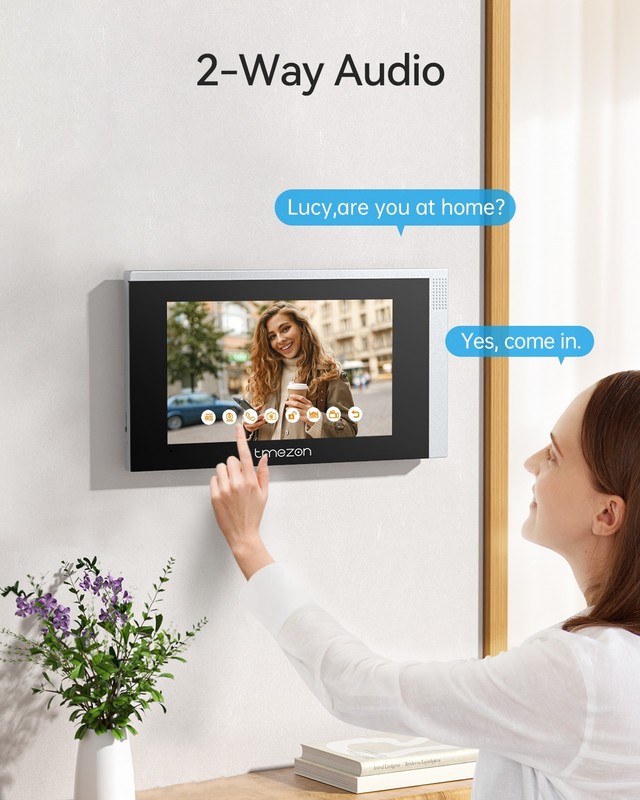 TMEZON WiFi Video Intercom System Doorbell Camera 7'' Touch Monitor TUYA APP gallery