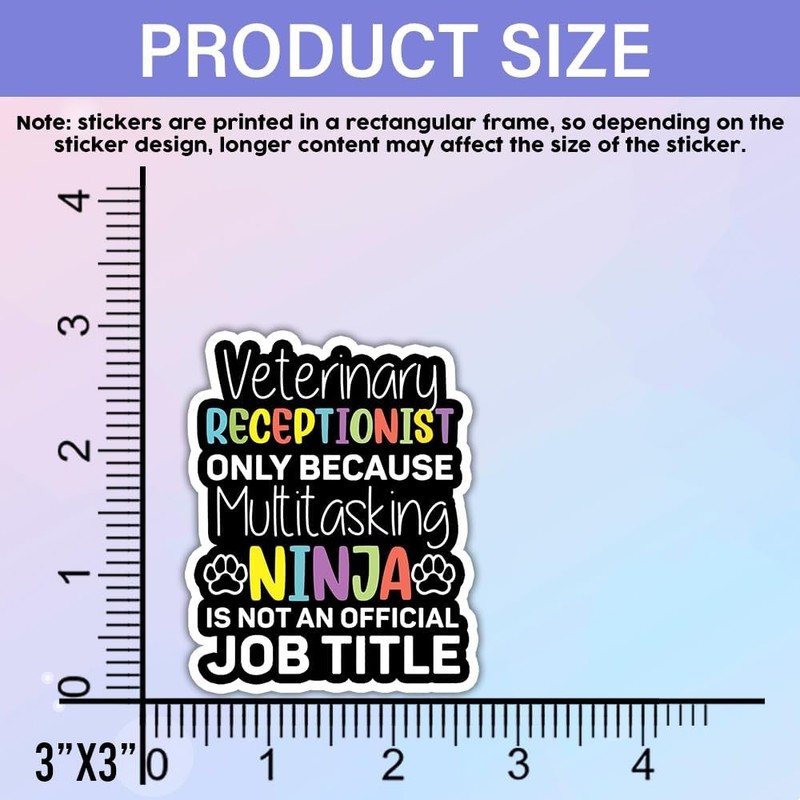 Receptionist Multitasking Ninja Office Stickers (3-Pack) - 3x4 Inch Graphic Bump gallery