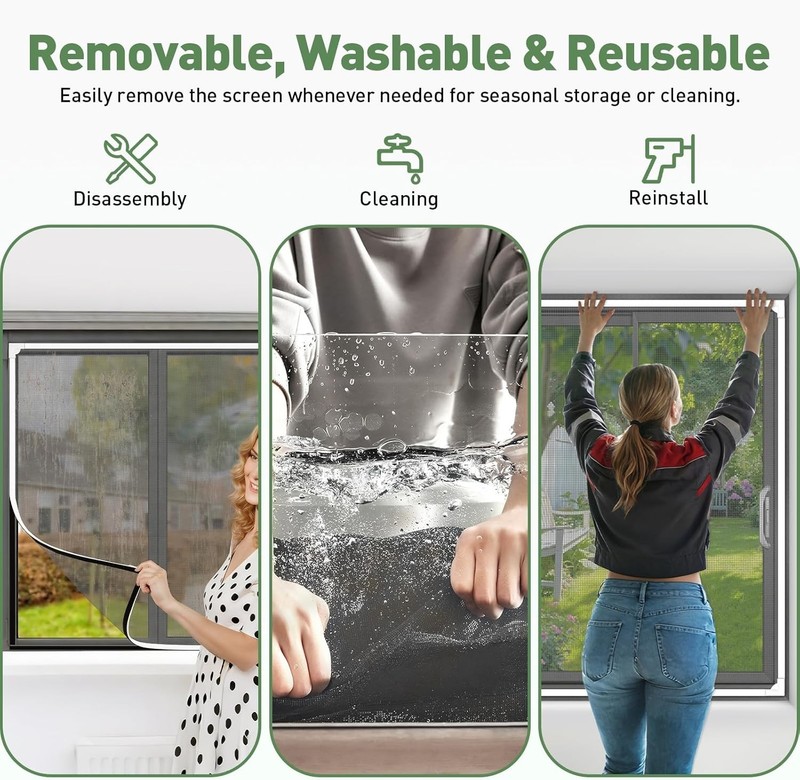Window Screen Adjustable Magnetic Window Screen Replacement Max 43" x 71", DI... gallery