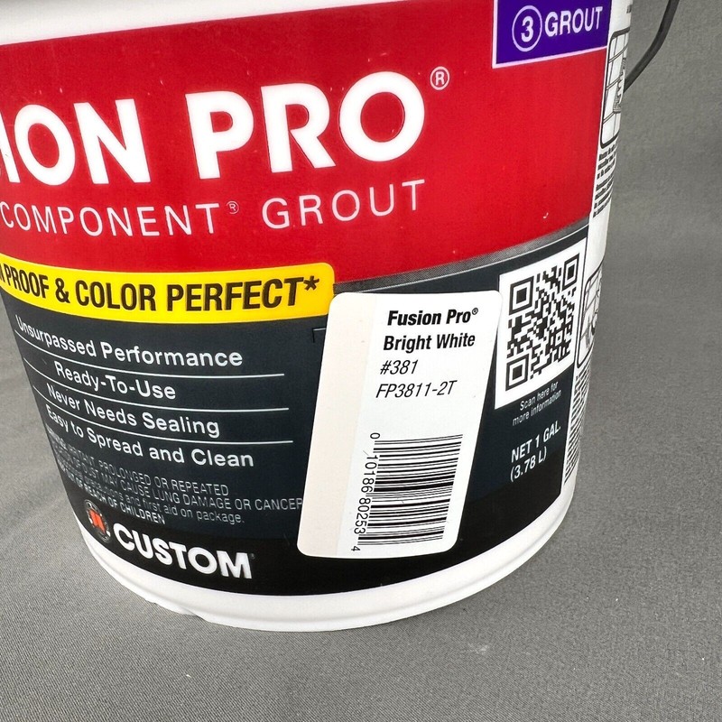 Custom CBP Fusion Pro Single Component Stain Proof Grout Bright White 1 Gallon gallery