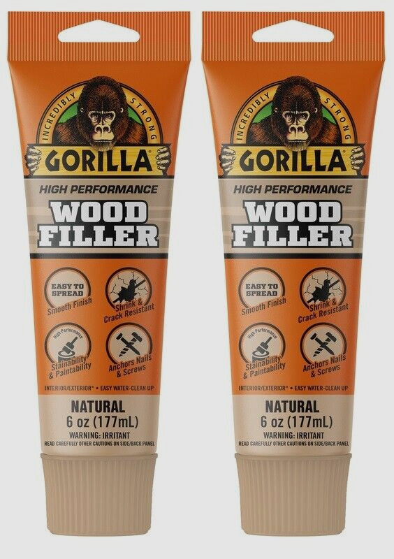 2 ~ Gorilla High Performance Natural Wood Filler 6 oz Easy & Ready To Use