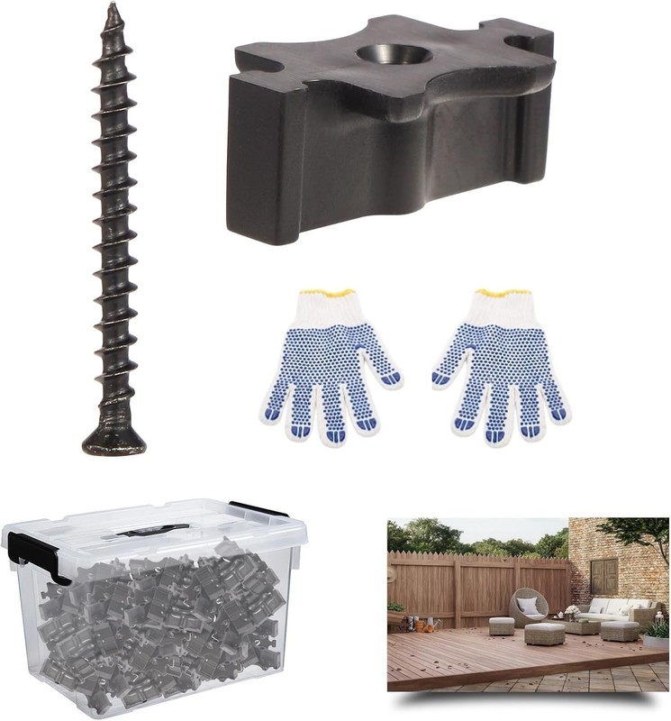 1000PCS Hidden Deck Fasteners for Composite Decking Universal T Clips Black
