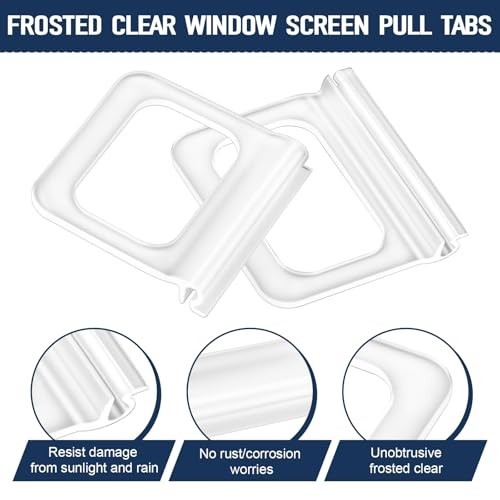 Universal Window Screen Pull Tabs - 30 Pack Replacement Lift Tabs, Frosted Clear gallery
