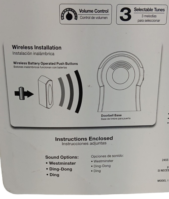 Hampton Bay Wireless Table Top Strobe Door Bell Kit Doorbells LED Light Sound gallery