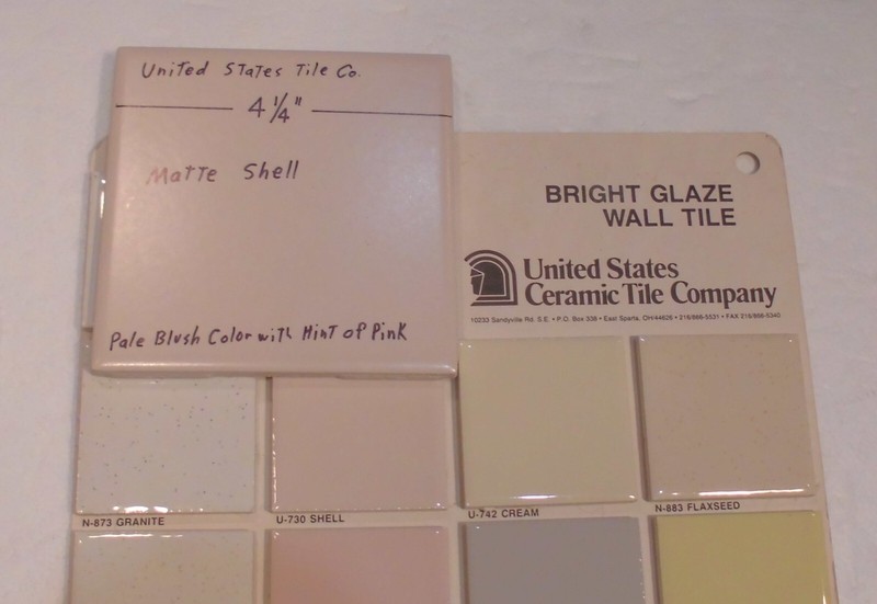 1 pc. Matte Shell: Ceramic Tile by United States Co. light tan +hint of Pink
