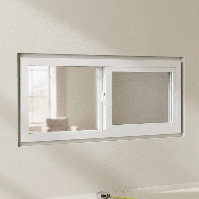 Elegant White 32″ x 14″ Basement Slider Window – Easy to Install Vinyl Frame