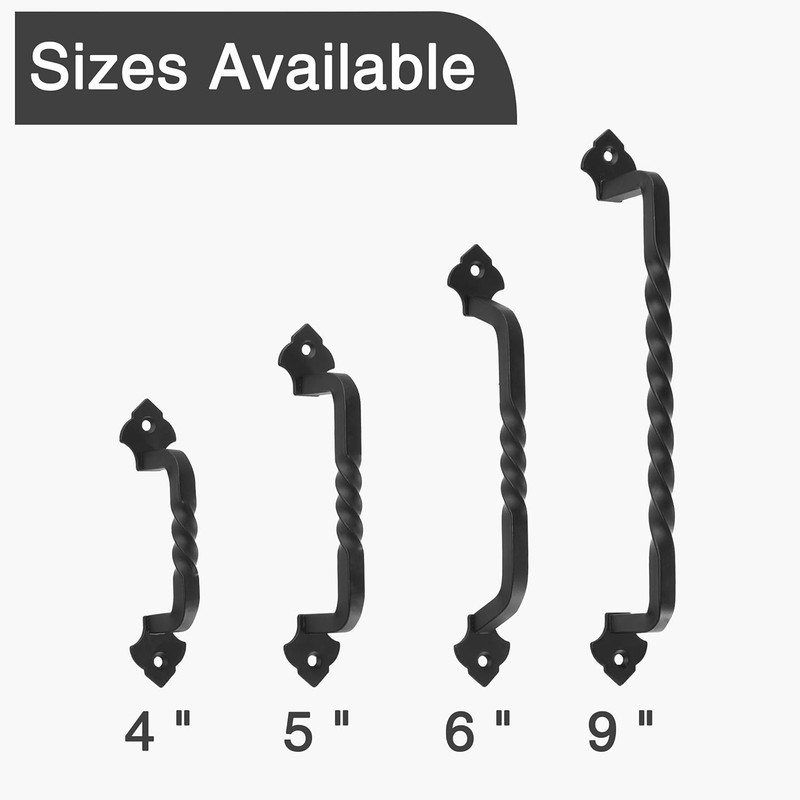 2 Pack 6 Inch Iron Barn Door Pull Handles for Garden Gates Cabinets Rustic Black gallery