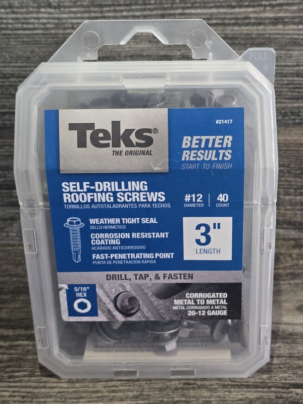 Teks Roofing Screw 40 Count #12 X 3 In. Self-Drilling Hex-Washer-Head W/ Washer