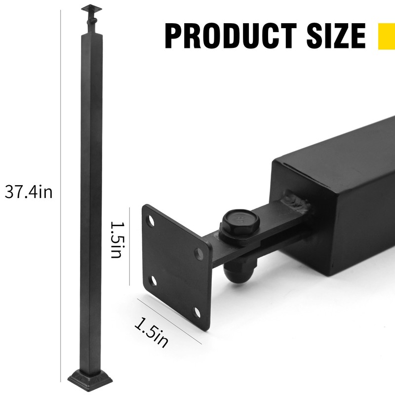 37.4" Black Square Railing Post 270° Adjustable Baluster Deck Stair Balcony gallery