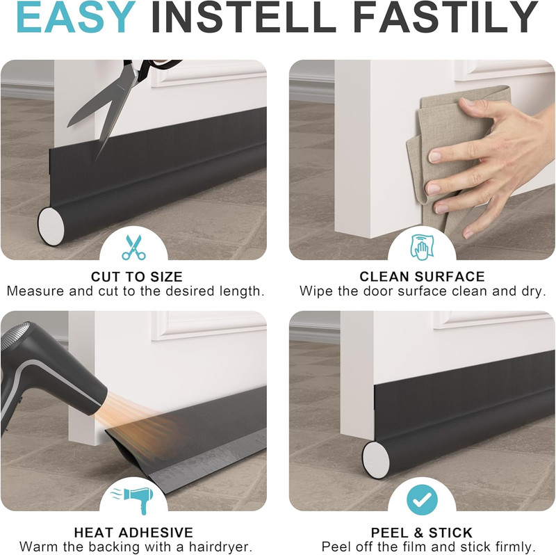 Adjustable 37" Door Draft Stopper - Easy Cutable Blocker for Energy Savings gallery
