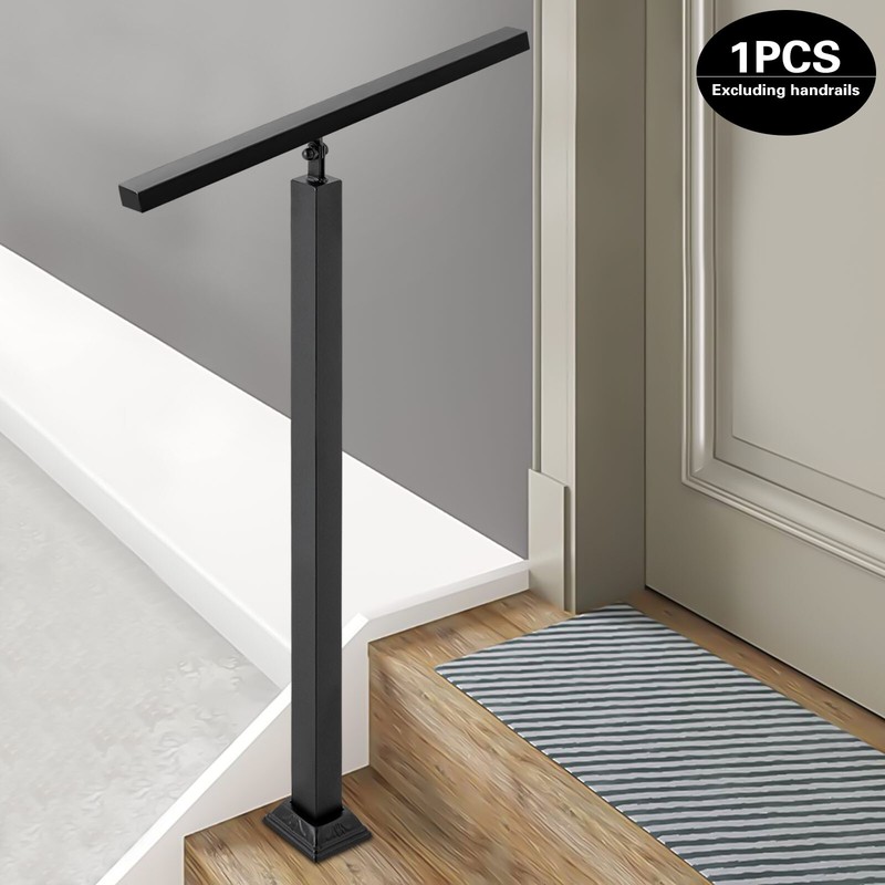 Stair Balusters Post Black Square Metal Stair Railing W/ Flat Banister Column gallery