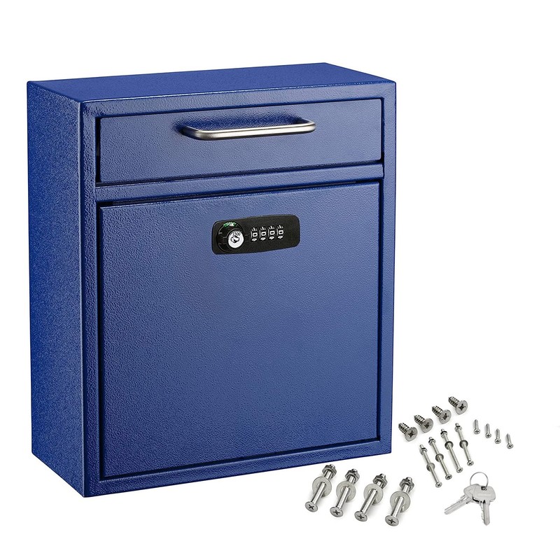 AdirOffice Ultimate Drop Box Wall-Mounted Mailbox – (Medium, Blue)