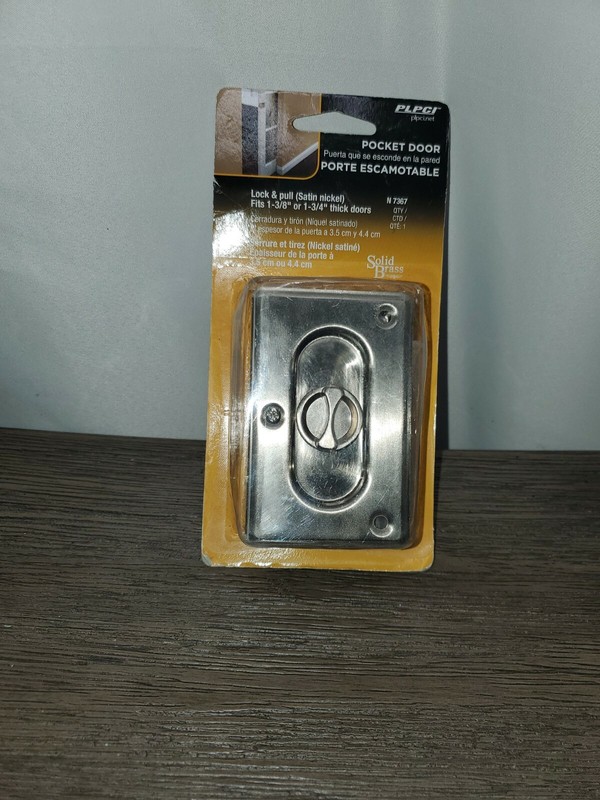 Prime Line Pocket Door Privacy Lock & Pull 3-3/4″ tall Solid Brass N 7361