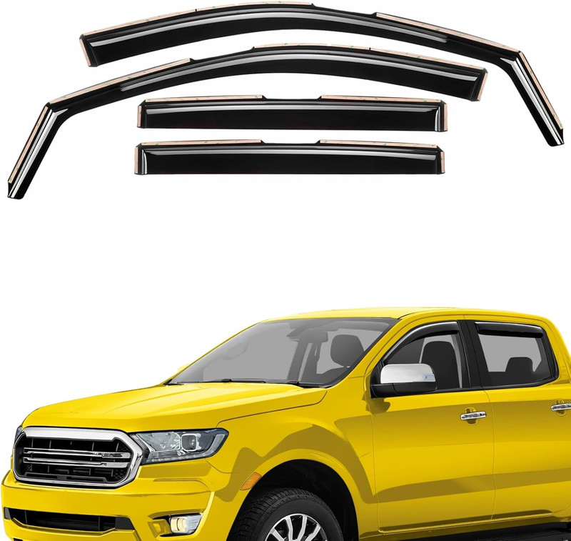 Ford Ranger 2019-2023 In-Channel Window Deflectors – 4Pcs Rain Guards
