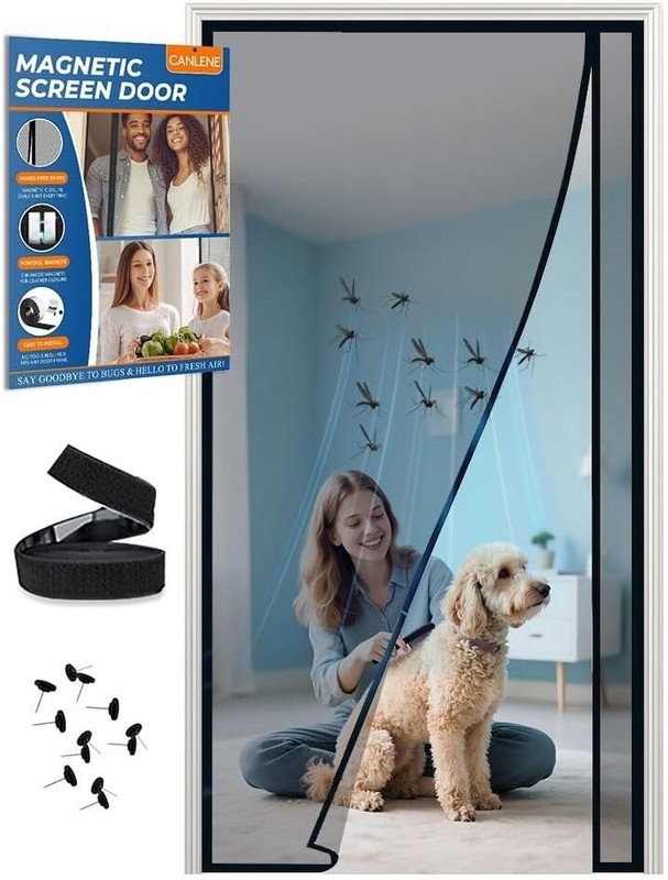 Magnetic Screen Door PET Mesh Left or Right Opening Durable & Easy to Install