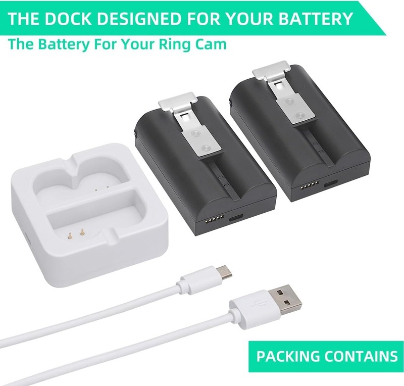 2Pack 6040mAh Replacement Battery + Charger for Ring Doorbell 2/3/4 Stick Up Cam gallery