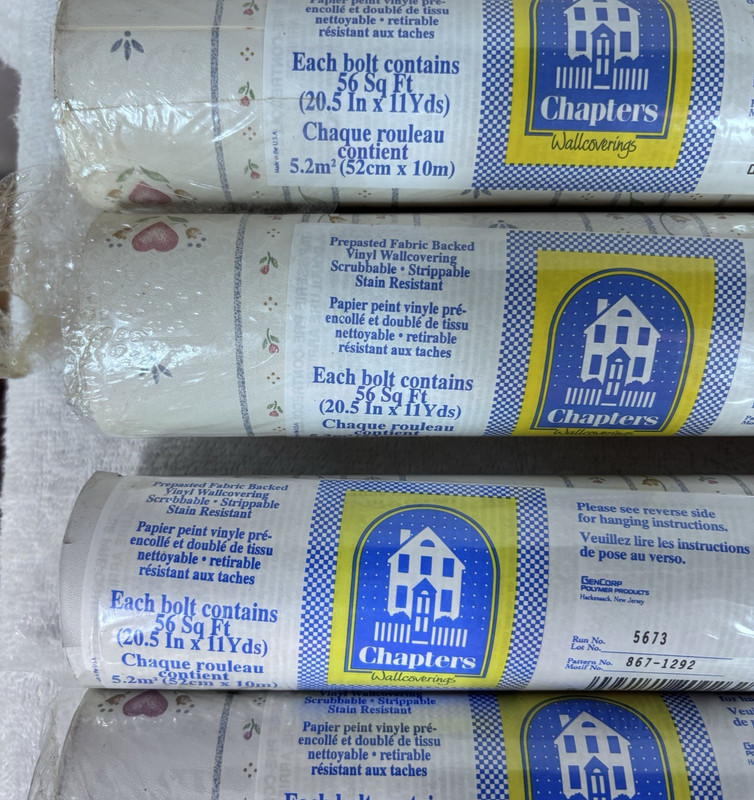 Chapters Prepasted Vinyl Wallpaper Hearts Country 4 Rolls 56 sq ft each NOS READ gallery
