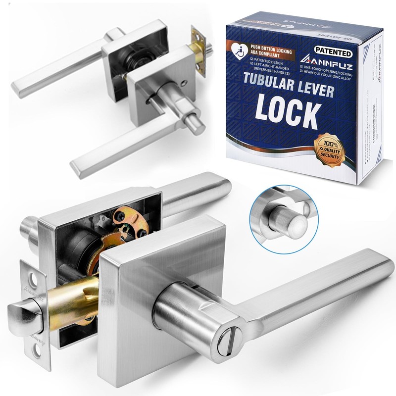 Privacy Push Button -Touch Locking Interior Door Handle Without Key,Non-Hande…