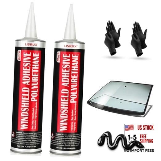 [2 Pack] Polyurethane Windshield Adhesive, Windshield Sealant Black - High 2P