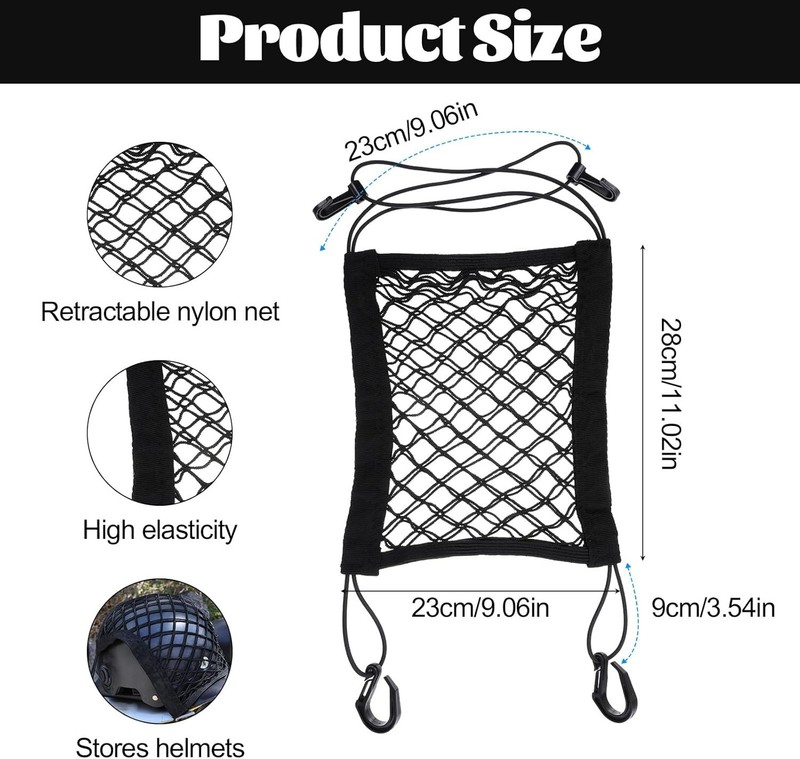 2PCS Motorcycle Cargo Net, Universal Elastic Small Cargo Net, Double Layer Stora gallery