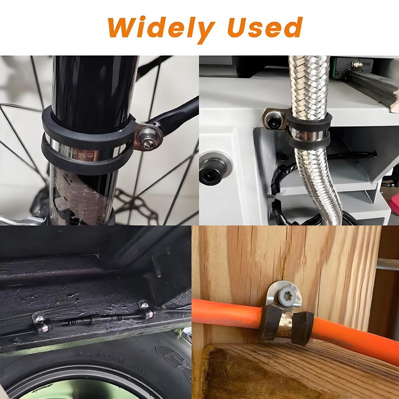 Rubber Lined P Clips Cable Mounting Hose Pipe Clamp 304 Stainless Steel 10-40mm gallery