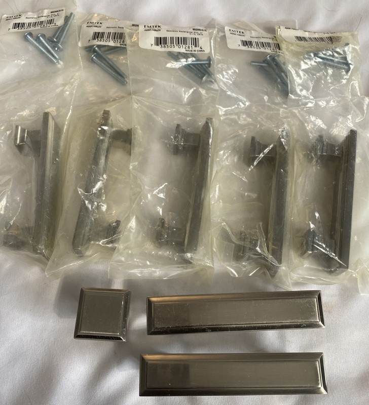 EMTEK Geometric Rectangular Cabinet Drawer Pulls 4.25″ Long with 3″ Center Holes
