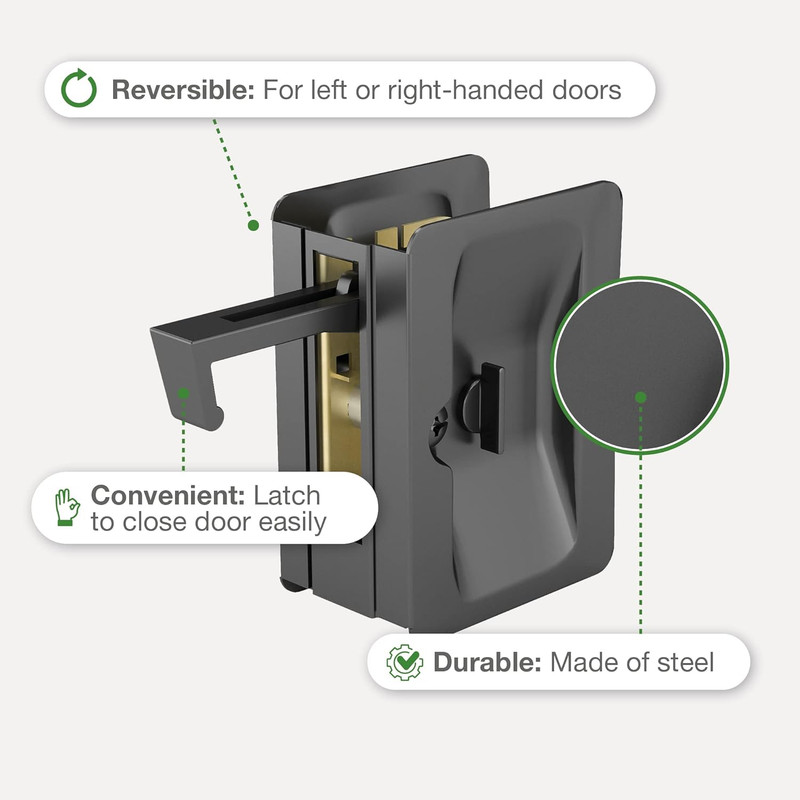 Hardware 1701FBPSBC Onward Rectangular Pocket Door Pull with Privacy Lock, 3-1/4 gallery
