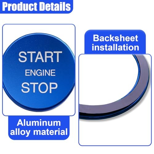Car Engine Start Stop Push Button Cover, Aluminum Automotive Push Start Blue gallery