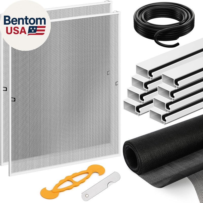 DIY Window Screen Frame Kit 2 Pack, Cut-To-Size 46″ Aluminum Frame with Heavy Du