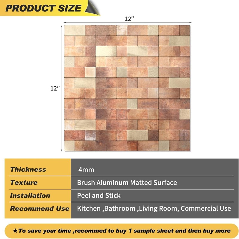 Peel and Stick Backsplash Tile, Stick on Stainless Steel Backsplash Metal Til... gallery