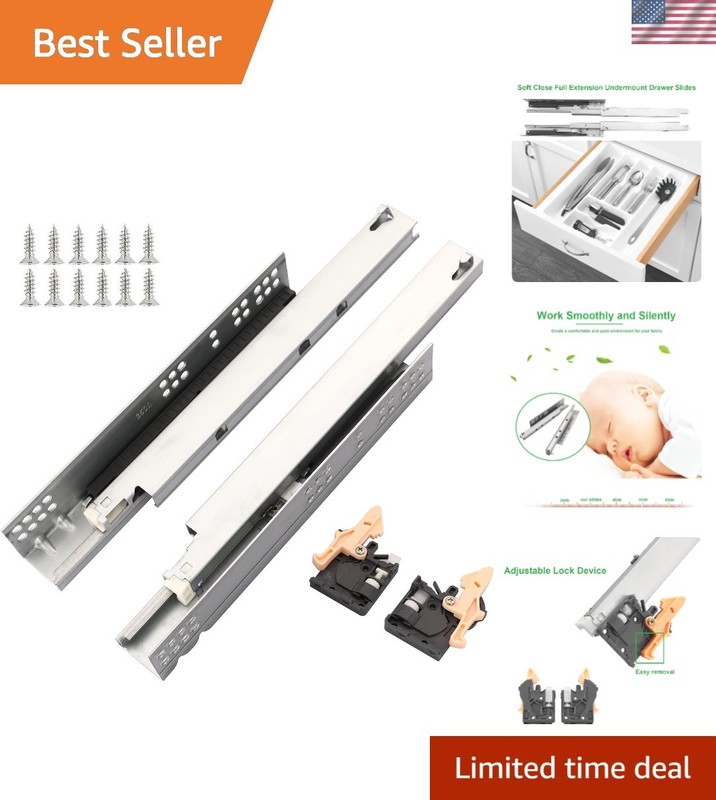 Undermount Soft Close Drawer Slides, 22 Inch, 100lb Capacity – 6 Pairs