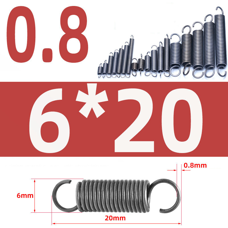 0.8mm Wire Dia Expansion Spring Tension Extension Length 20mm-60mm OD：6/7/8/10mm