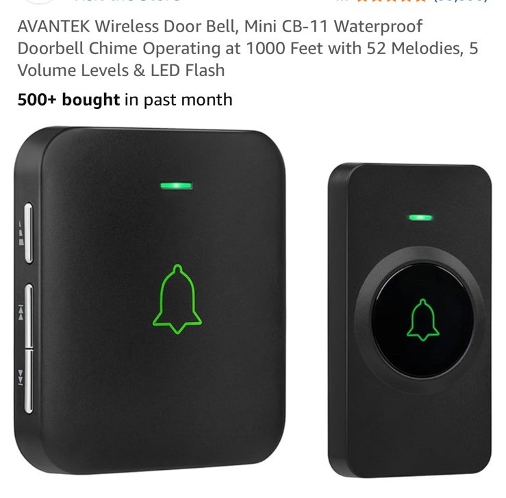 Wireless Mini Waterproof Doorbell Chime Operating at 1000 Feet Door Bell,