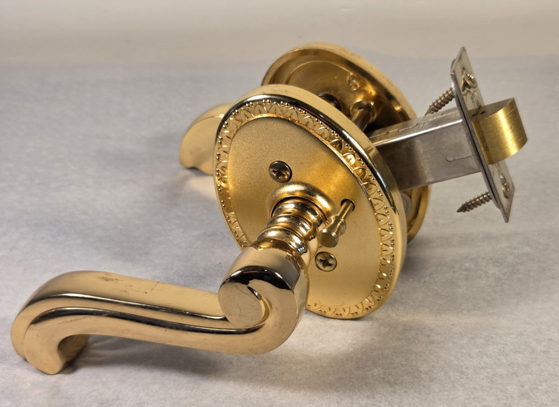 MW Beaded Rope Door Lever Passage Set w/Lock Heavy Polished Brass Gold Tone