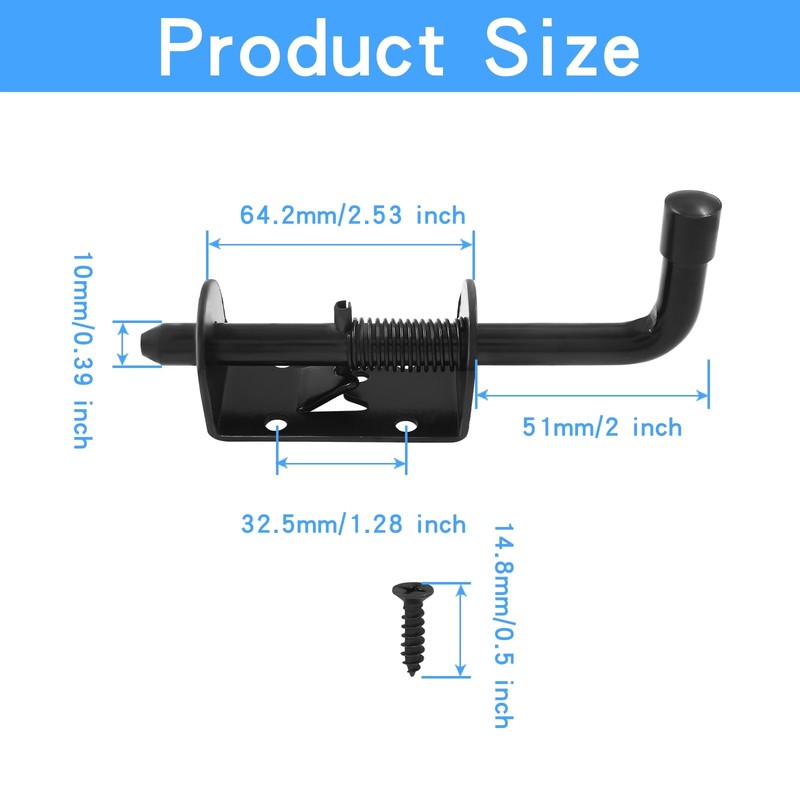 2Pcs 5 Inch Spring Loaded Gate Latch Bolt Stainless Steel Barrel Bolt Heavy D gallery