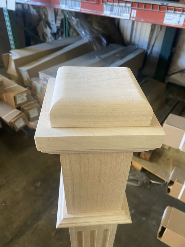 Maple Fluted Box Newel. West Coast Caps Included. New Old Stock gallery