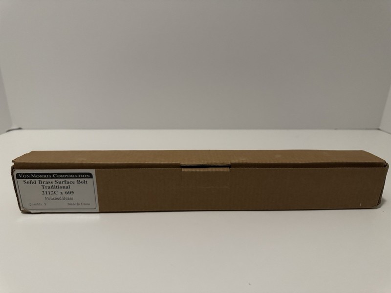 Von Morris 12.0'' Colonial Surface Bolt 2112C x 605 Polished Brass NIB sealed gallery