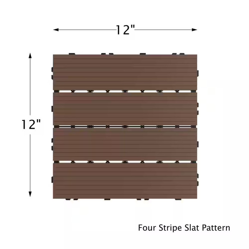 12 In. X 12 In. Brown Outdoor Interlocking Slat Polypropylene Patio and Deck Til gallery