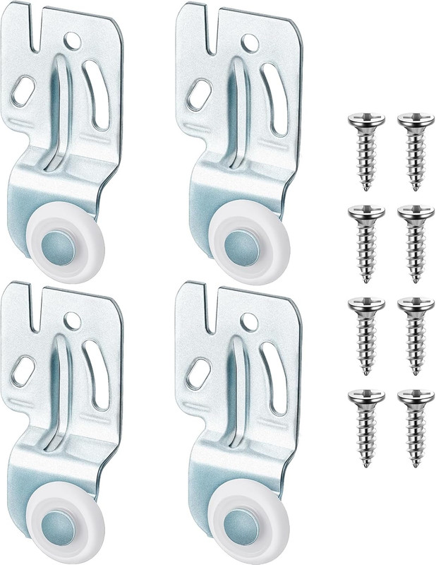4 Pcs Sliding Closet Door Roller Kit Wardrobe Wheels Hardware for Top Hung Bypas