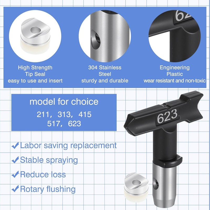 Graco 5pc Airless Paint Sprayer Tips Set 211/313/415/517 Nozzle Sizes 5 Piece gallery