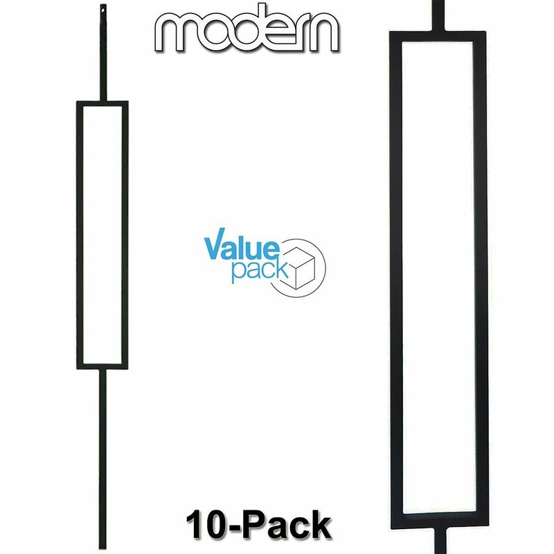 Contemporary Single Rectangle (10-PACK) Hollow Iron Metal Spindles (Satin Black)